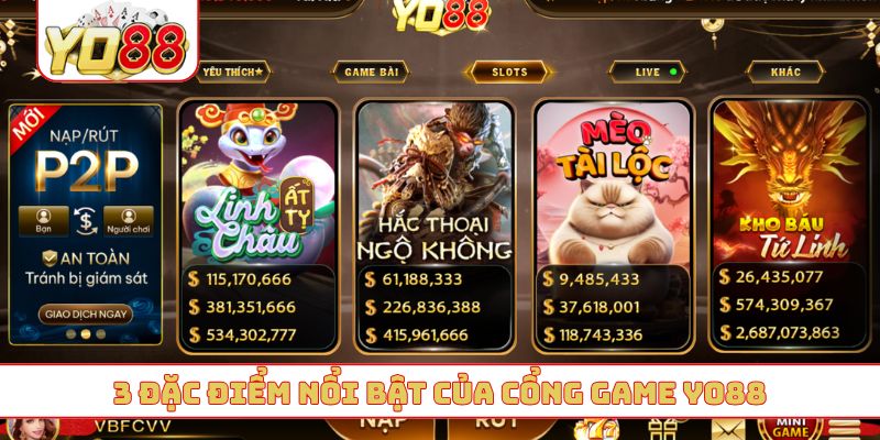 3 đặc điểm nổi bật của cổng game YO88