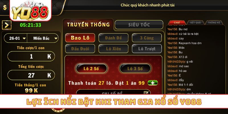 Lợi ích nổi bật khi tham gia xổ số YO88