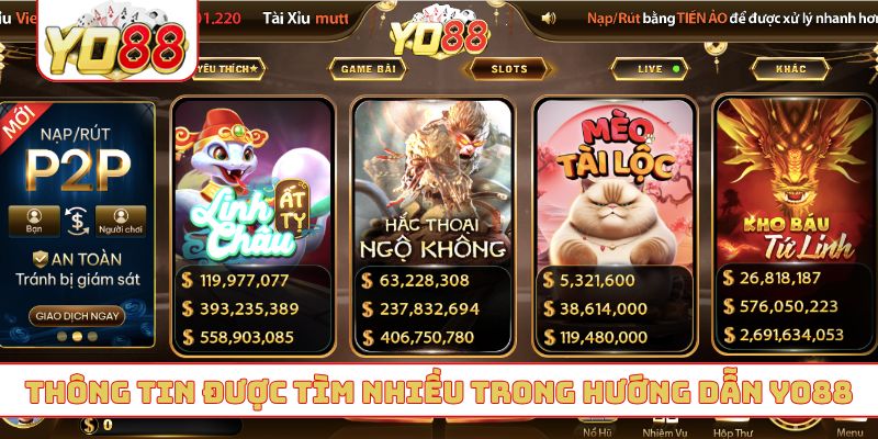 Thông tin được tìm nhiều nhất trong hướng dẫn YO88