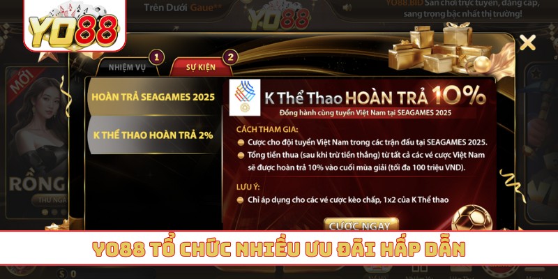 YO88 tổ chức nhiều ưu đãi hấp dẫn